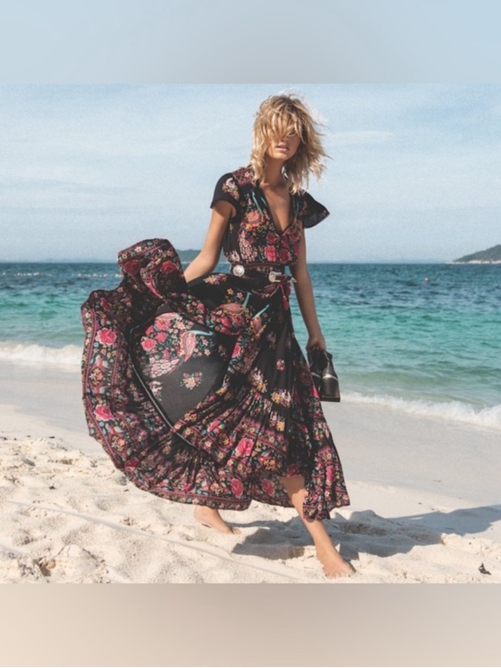 Spell Hotel Paradiso Maxi Dress Jet Floral Small EUC
